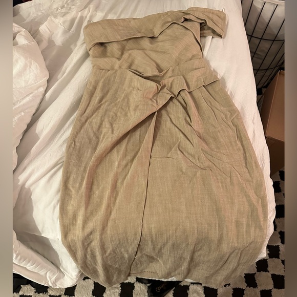 ZARA NWT WOMAN ASYMMETRICAL SLIP MIDI DRESS TAUPE BROWN | 3265/332 - Picture 2 of 3